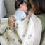 Avery Organic Cotton Knitted Baby Blanket (poppy)