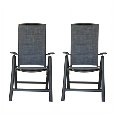 Ensemble de 2 chaises de patio pliantes réglables avec dossier haut, chaises d'extérieur inclinables en aluminium pour le jardin et le camping