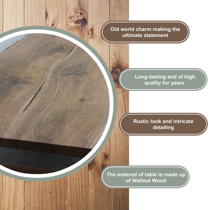 Artissance Live Edge Solid Walnut Natural Wood Coffee Table, 18 Inch Tall (Color & Size May Vary)