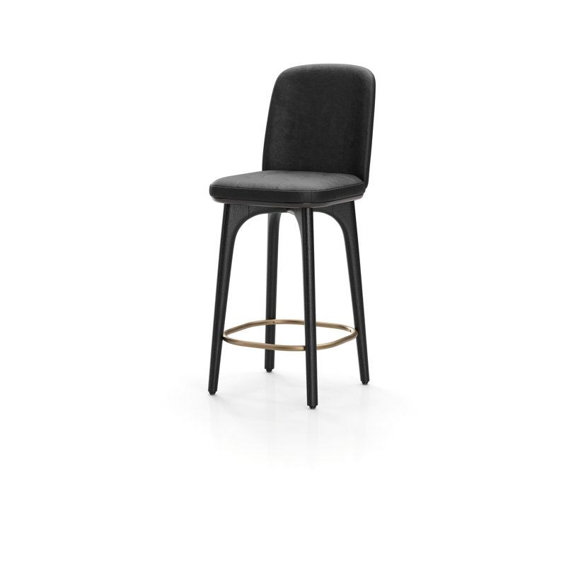 Chaise de comptoir utilitaire, Black Oak, Bellagio 2 Charcoal 4502 Leather