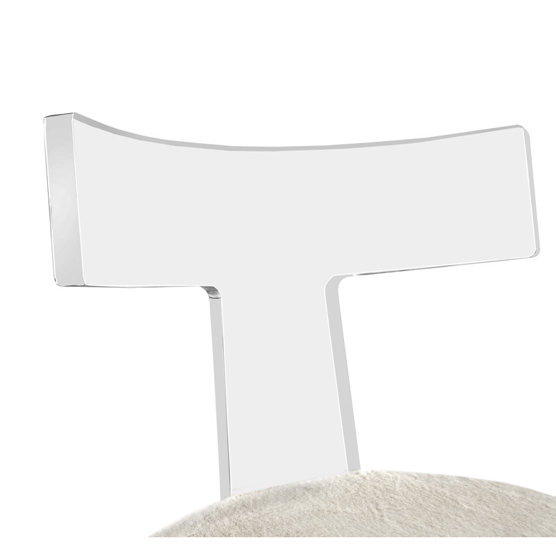 Ivory Faux Fur Upholstered Acrylic Side Chair