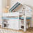 Loft Bed With Canopy Roof And Storage Cabinet-1502846536