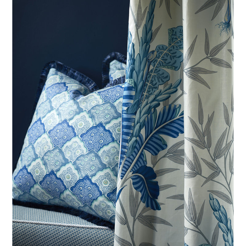 Malay Bahar Linen Fabric, Peacock Rose