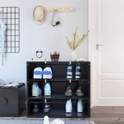 Rangement pour chaussures avec porte en verre noir et DEL, rehaussez votre décor