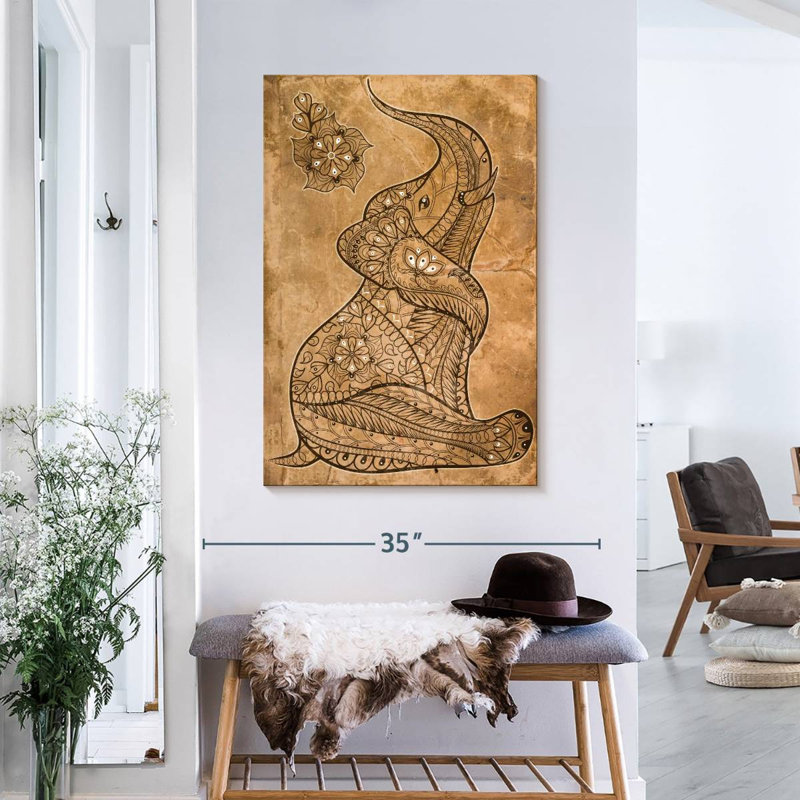 " Boho Vintage Elephant ", 36" H x 24" W x 1.25" D