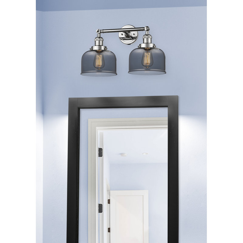 Bell - Luminaire de meuble-lavabo 19 po 2 lumières, Ampoule incandescente rétro 60 watts, Chrome poli, Plaqué couleur fumée