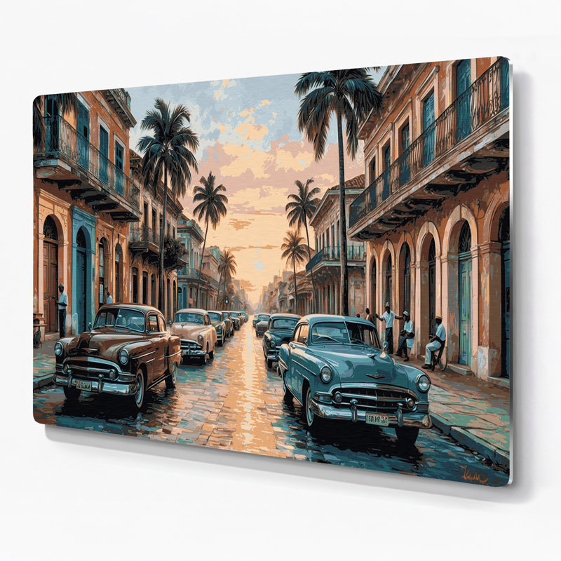 Art mural noir en cités villes Cuba, H 11 po x l 14 po