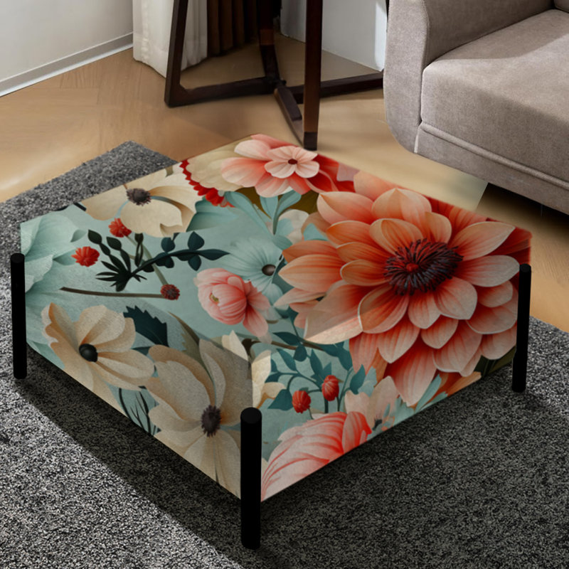 Retro Pastel Bouquet Revival - Grand repose-pieds carré éclectique