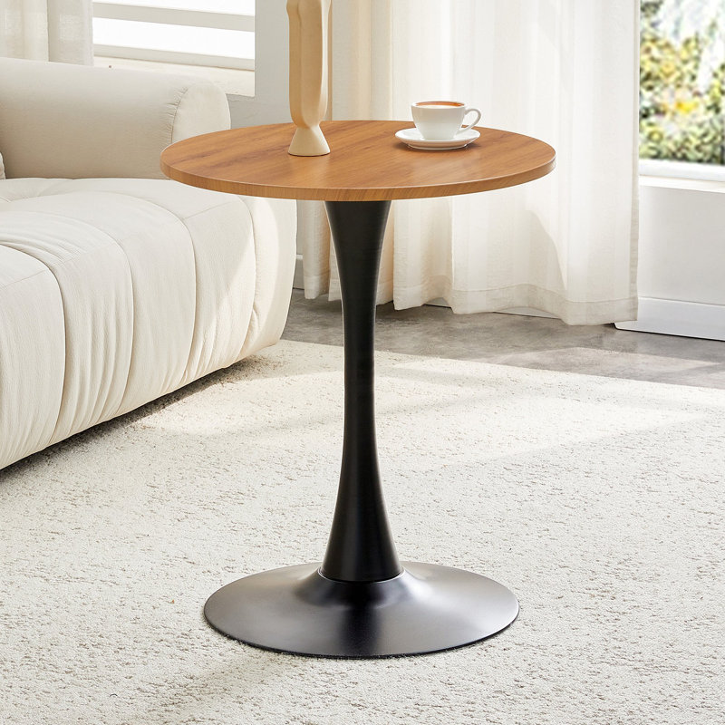 Table ronde ronde, table tulipe circulaire avec plateau de table épaissi et piédestal en métal, table bistro moderne Mid-Century