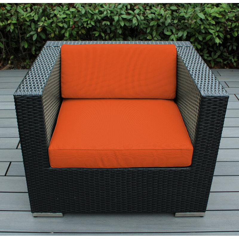 Penncross Wicker Outdoor Lounge Chair, Canvas Tuscan Sunbrella® Canvas, Black