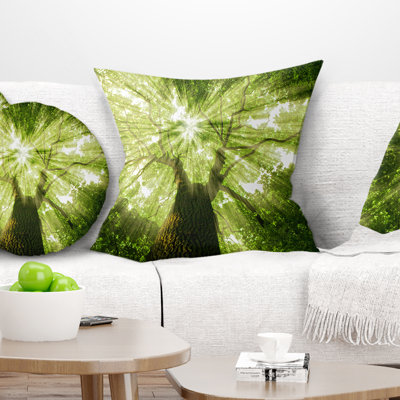 Landscape Printed Sunlight Peeking through Tree Pillow