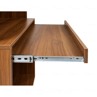 Wine Cabinet with Glass door & drawer, Bar Storage Credenza with 3-Tier Open Shelves and  Cupboard, Freestanding Liquor Cabinet