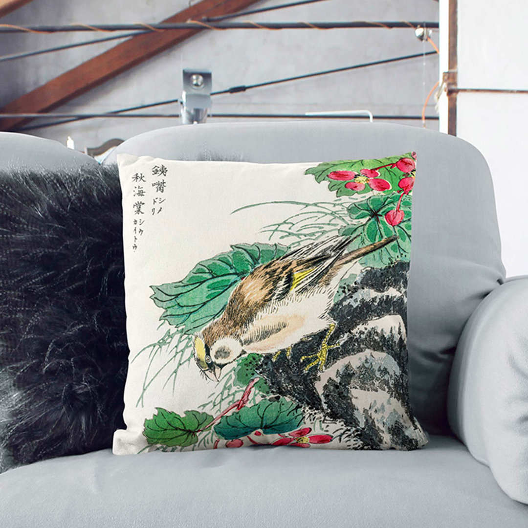 Japanese Hawfinch by Numata Kashu Cushion with Filling