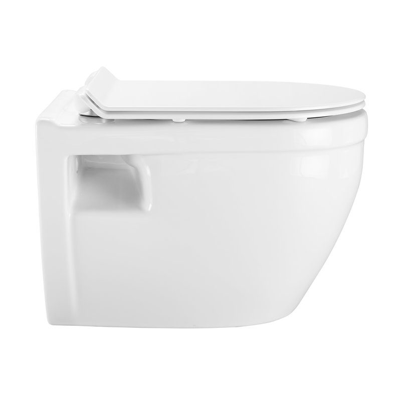 Ivy Wall-Hung Toilet Bundle 0.8/1.6 GPF Dual Flush With Flush Plate, Glossy White/Brass