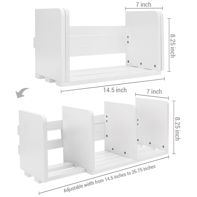 Inbox Zero Expandable Length Desk Organizer Bookcase with Drawer & Reviews