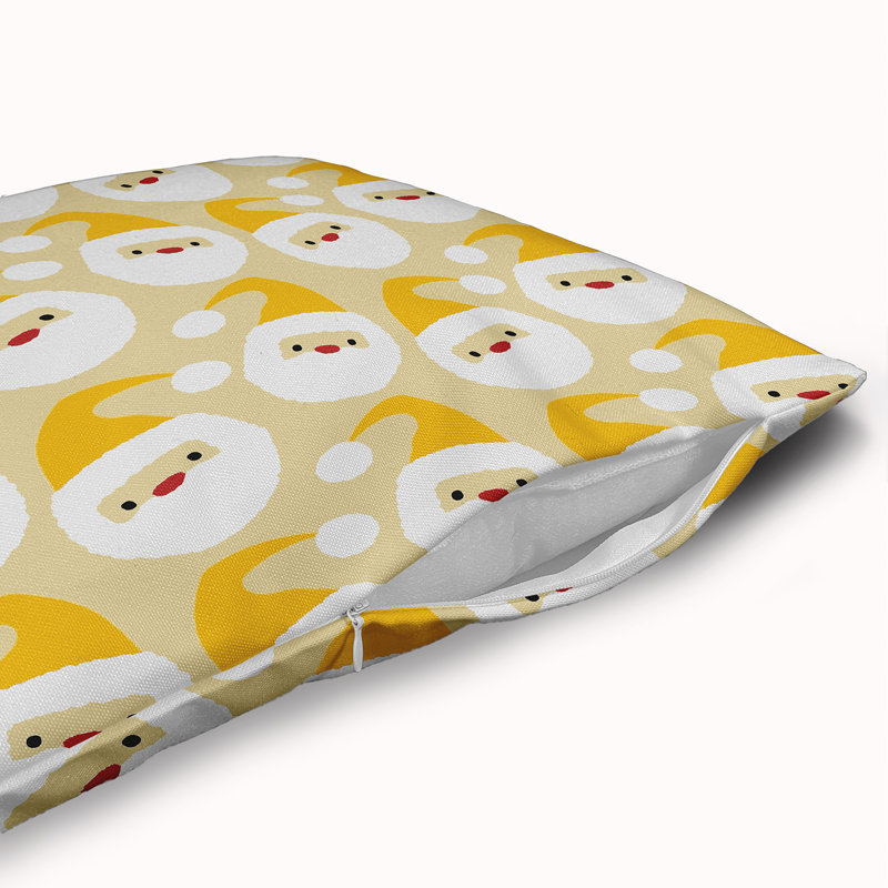 Coussin décoratif avec insert Dancing Santas, H 16 po x l 16 po, Jaune