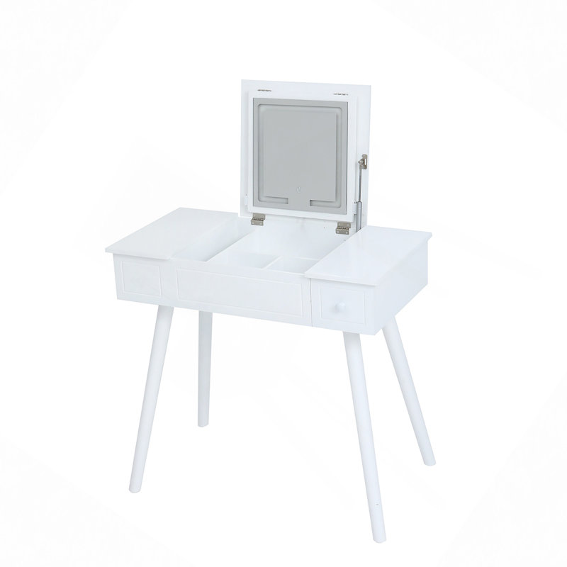 Ensemble de coiffeuse avec miroir à DEL et prise de courant, coiffeuse avec tiroirs et armoire, pour chambre à coucher, salle de bain