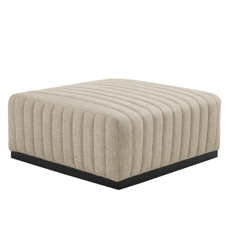 Repose-pieds capitonné Modway Conjure Channel, 100% lin noir et beige