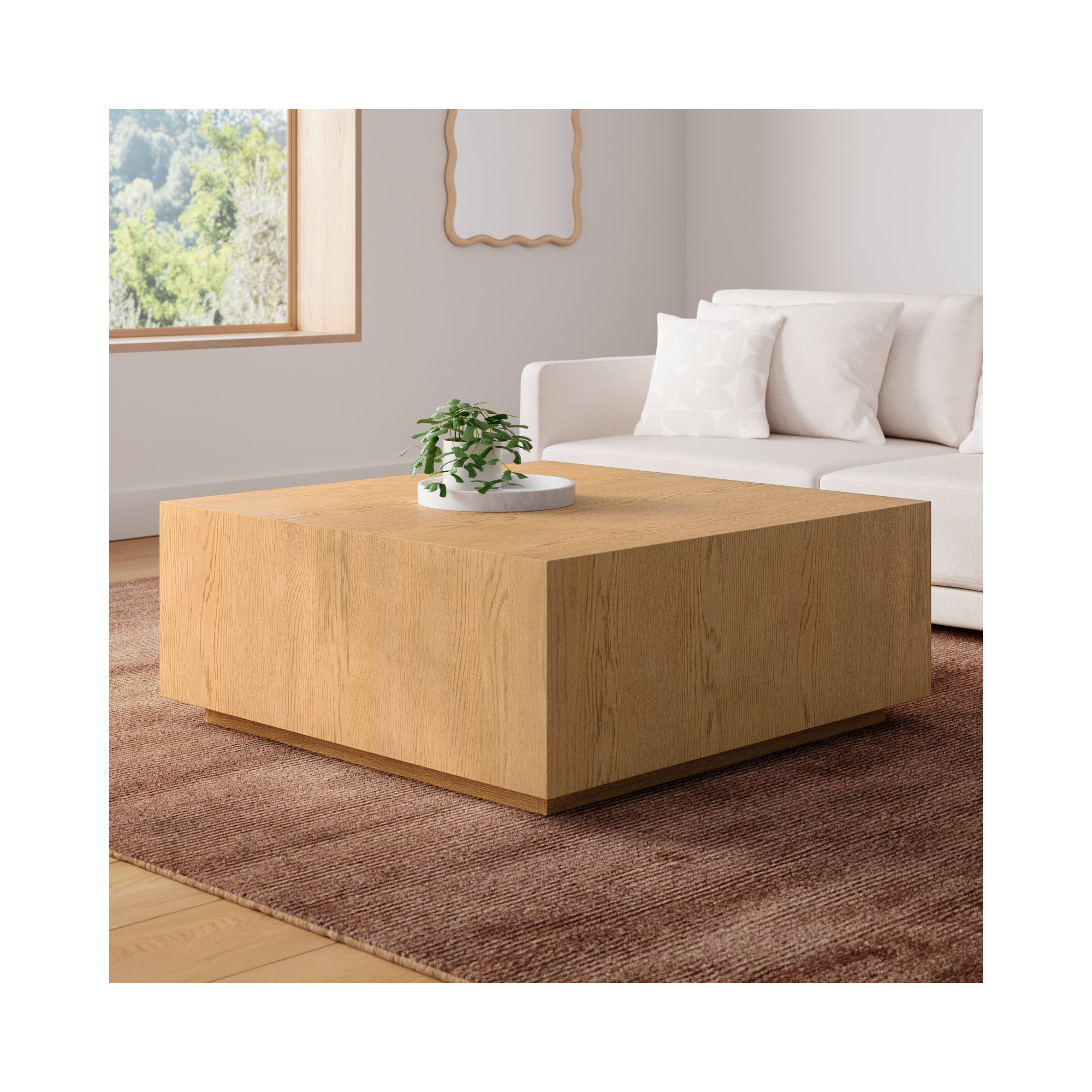 Taryn 42" Block Coffee Table, Natural