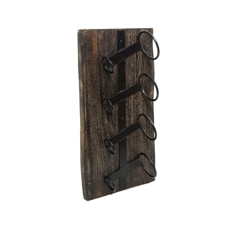 Pinkert Solid Wood Wall Mounted Wine Bottle Rack in Black