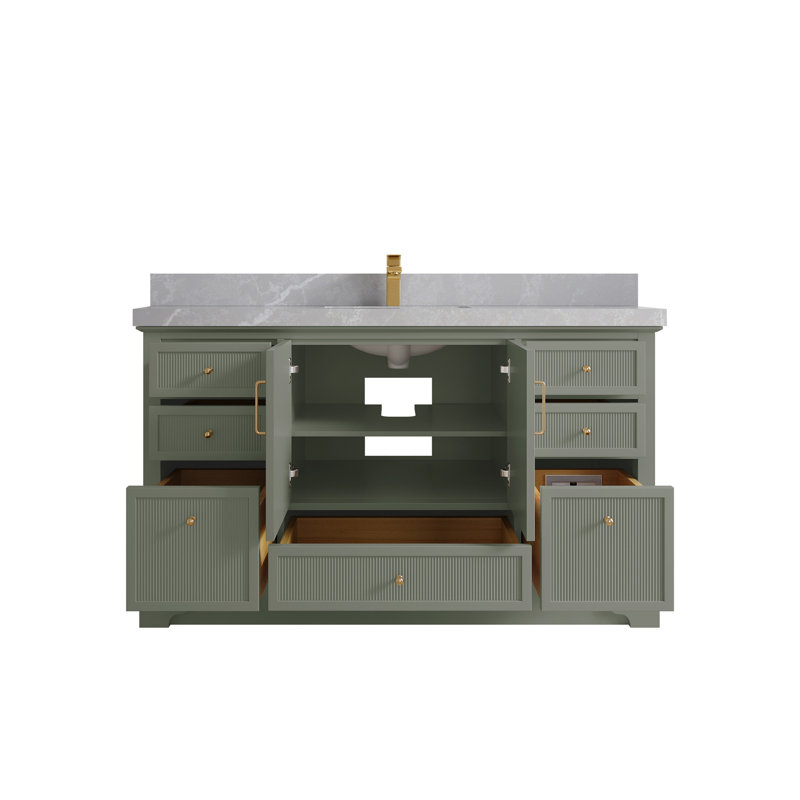Alys 60'' Single Bathroom Vanity with Top, Pearl Gray
