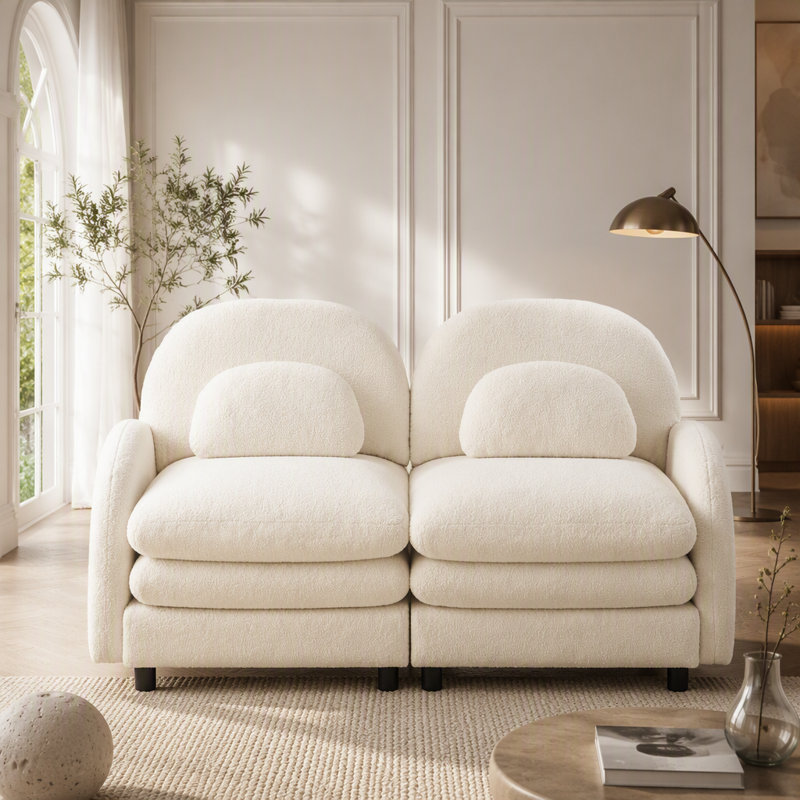 Canapé-lit Teddy, Beige White Teddy