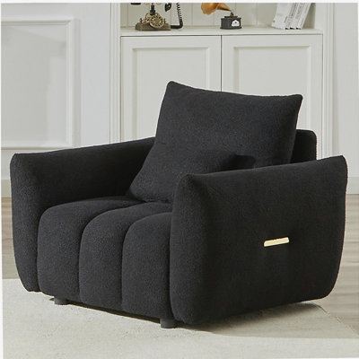 Canapé en peluche MH36,8 po, fauteuil moderne pour appartement, bureau, salon et chambre à coucher noir W1193S00087