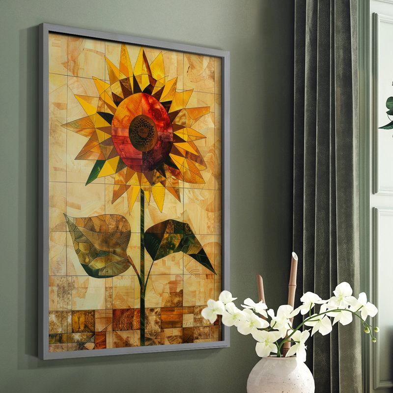 Série FLORAL CDLxxv - reproduction encadrée de qualité supérieure - prête à être accrochée - aucun clou requis, Gris