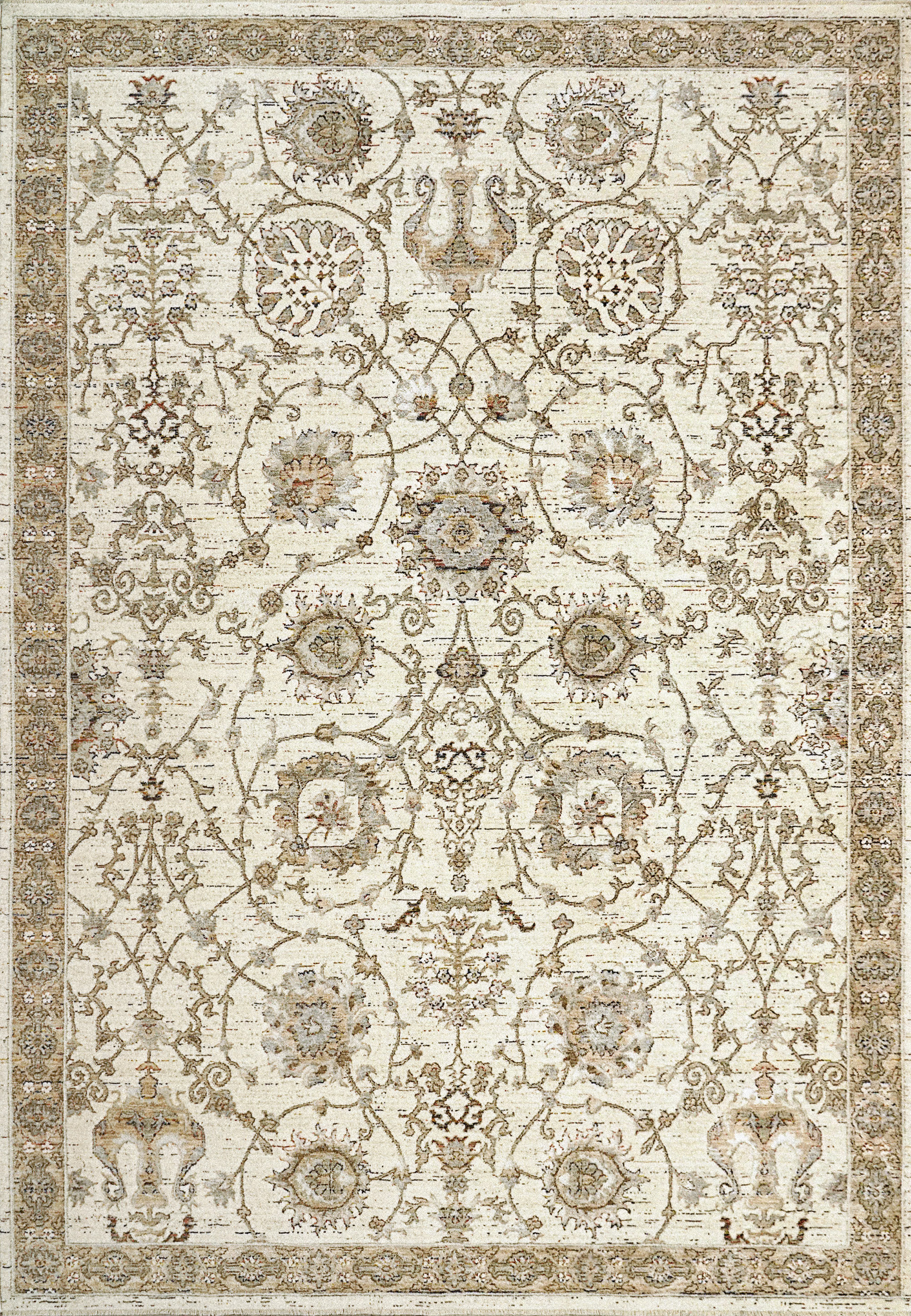 Machine Made Polyester Rugs Bungalow Rose Oriental Machine Made Polyester Area Rug in Cream | Wayfair