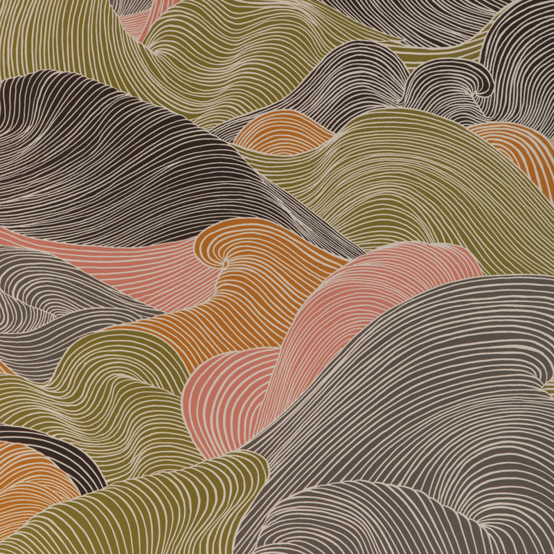 Celeste Tourbillon Abstract Pulp Blend Roll, Black/Green/Orange