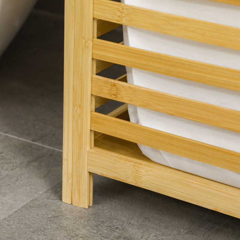 Panier à linge en bambou avec couvercle HOMcom, Naturel, H 23,5 po x l 19,75 po x P 14,25 po