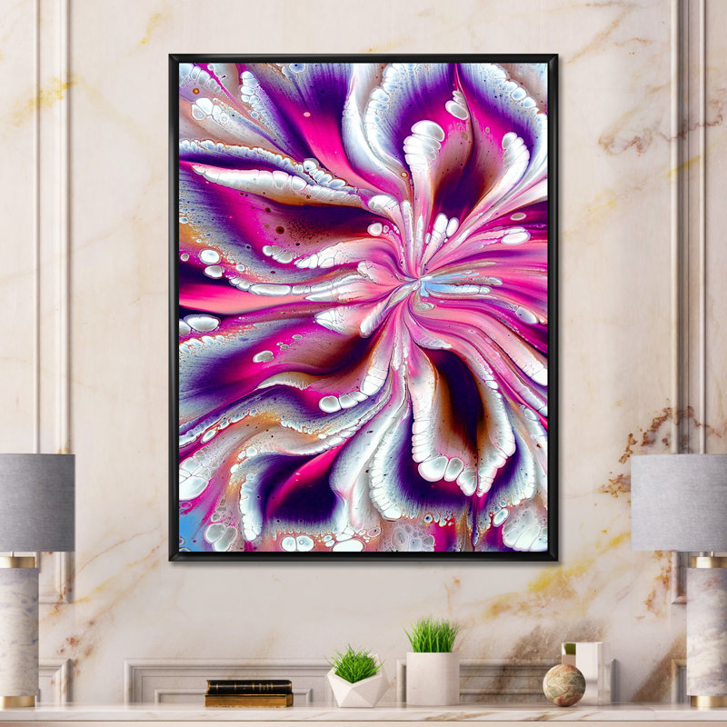 Fluide abstrait coloré coloré - décoration murale moderne en toile, H 32 po x l 16 po x P 1 po, Cadre flottant noir