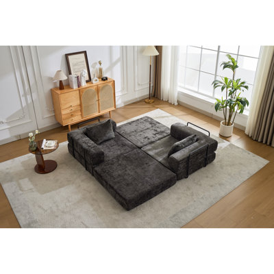 Lit convertible à compression, 2 places, sans os, chenille, sans assemblage requis
