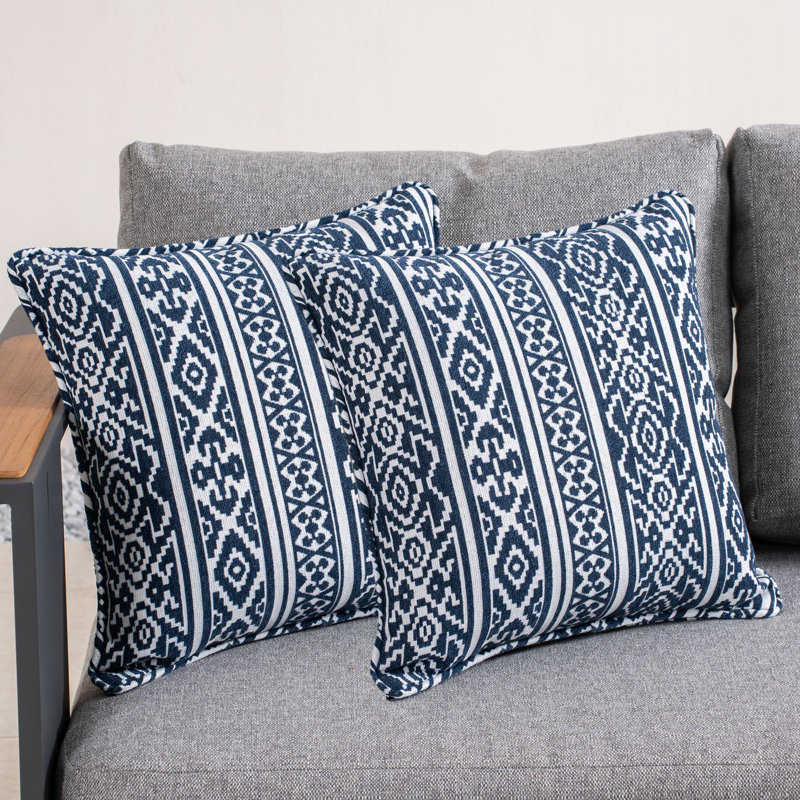 Housse et insert de coussin décoratif d'extérieur carré en coton
