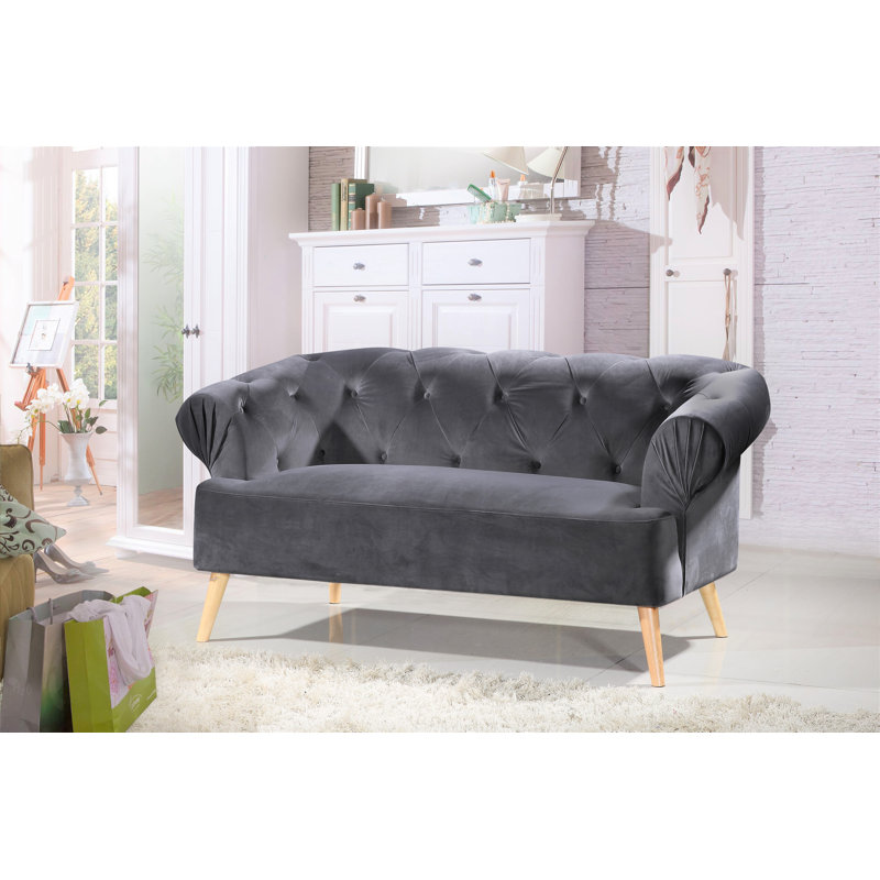 Causeuse Chesterfield 69,69 po Everson, Gris