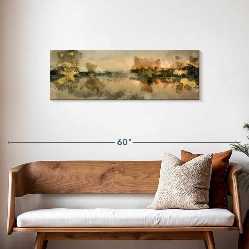 Lac sur toile, H 14 po x l 42 po x P 1,25 po