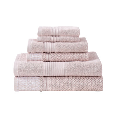 Modern Threads 6-Piece Jacquard Towel Set Astra – 100% Cotton, Quick Dry & Absorbent Bath, Hand & Washcloths – Modern Geometric Pattern