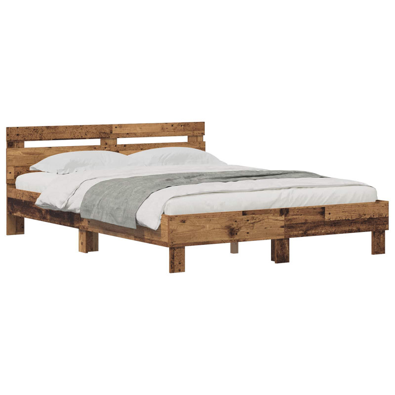 Bed Frame, European Double (140 x 200 cm), Old Wood