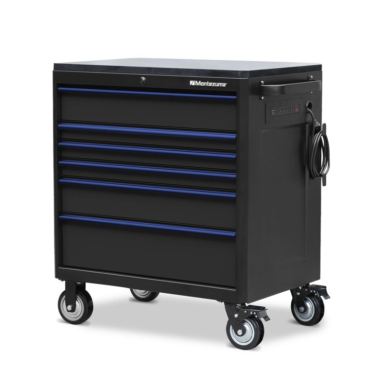 36.61 in. W -Drawer Steel Bottom Rollaway Chest with Wheels