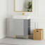 Meuble-lavabo à tablettes ouvertes 21,6 po avec lavabo en céramique et porte à fermeture douce, assemblage requis-109724014