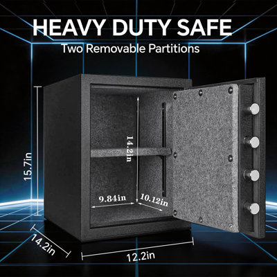 Tigerking Large Fireproof Safe Box, 1.24 Cu ft, Digital Lock and Adjustable Shelves for Home and Office