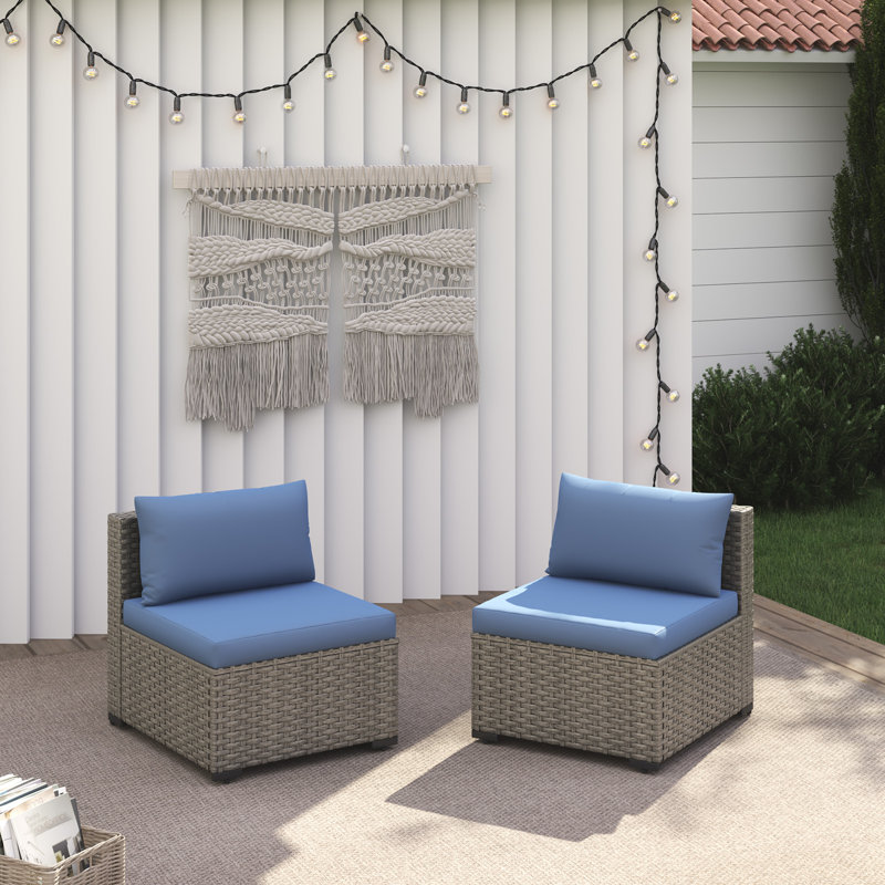 Zoea Outdoor Patio Sofa with Removable Cushions, Blue