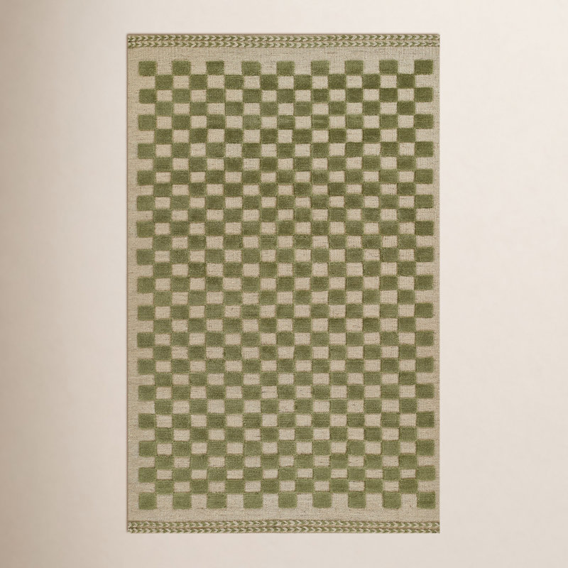 Tapis en laine tissé à plat à la main Rafaela, Rectangle de 5 pi x 8 pi