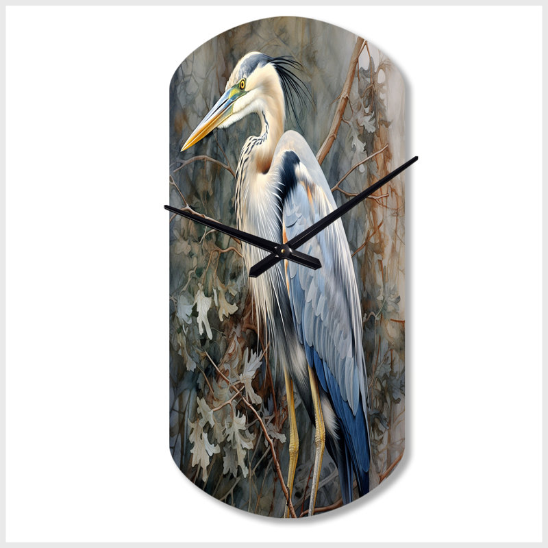 Horloge en métal Esquiel Graceful Heron Waterbird I - Heron, Petit