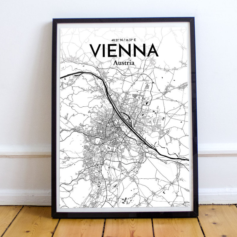 Vienna City Map - No Frame Print, 43.2cm H x 27.9cm W x 0.13cm D