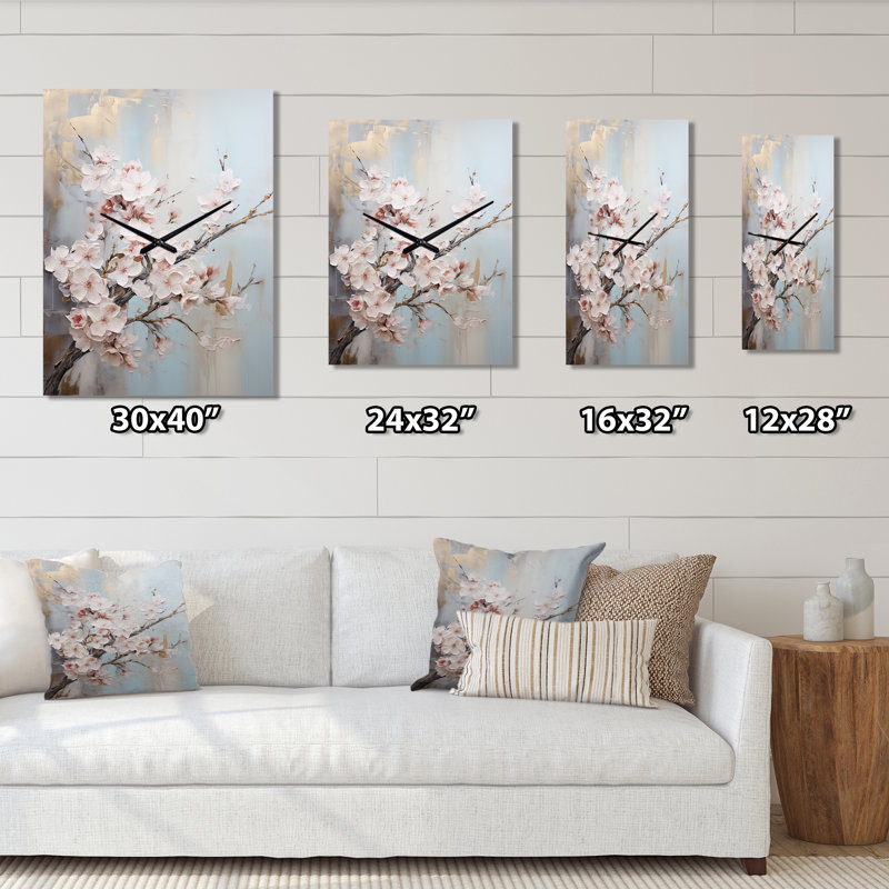 Minimalisme Cherry Blossom I - Horloge murale surdimensionnée Cherry Blossom, Grand