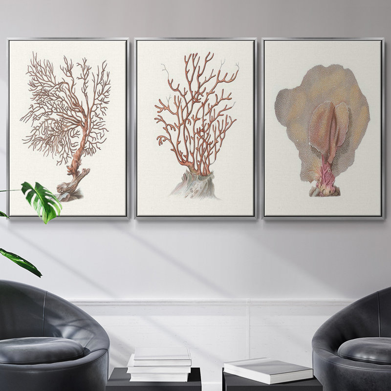 Sandstone Peel I - ensemble de 3 reproductions sur toile, Argent, H 27 po x l 54 po