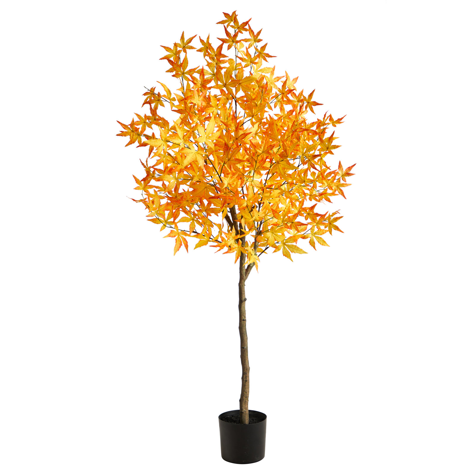 Faux Maple Tree in Pot Liner, 60" H x 19" W x 12" D, Yellow