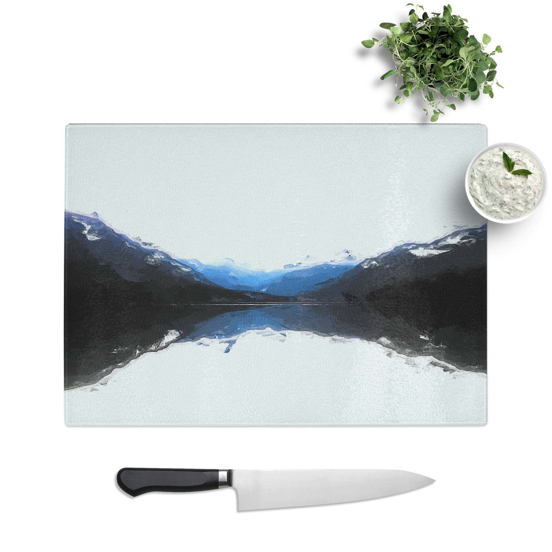 Tempered Glass Mountains Reflecting Chopping Board