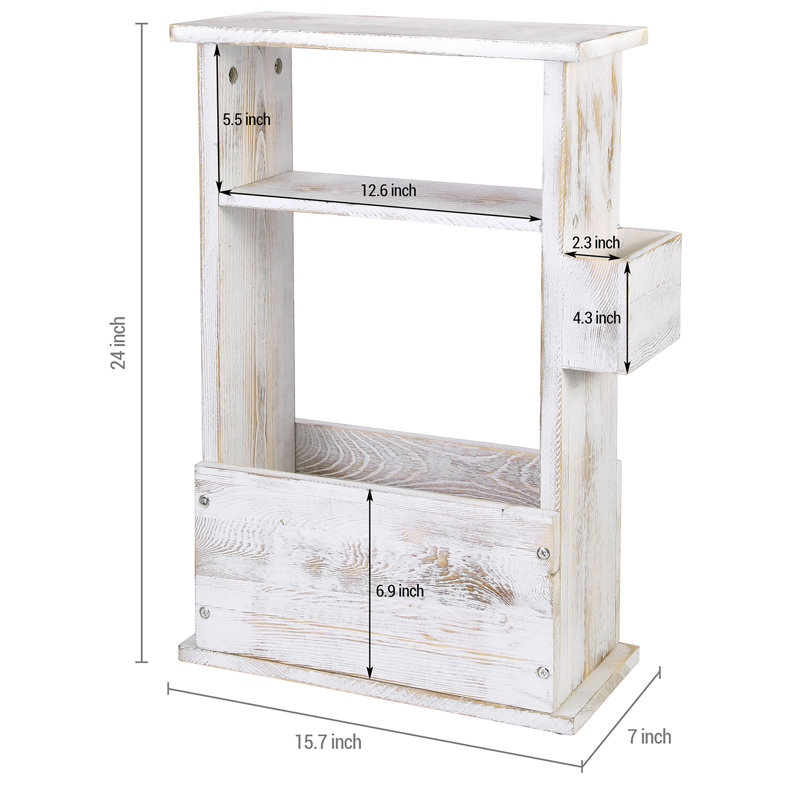 Hopedale Solid Wood Floor Shelf End Table with Storage, White